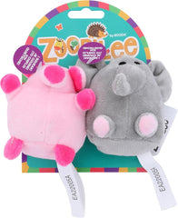 ZOOBILEE 32023 Mini Elephant & Pig Dog Toy (2 Pack)