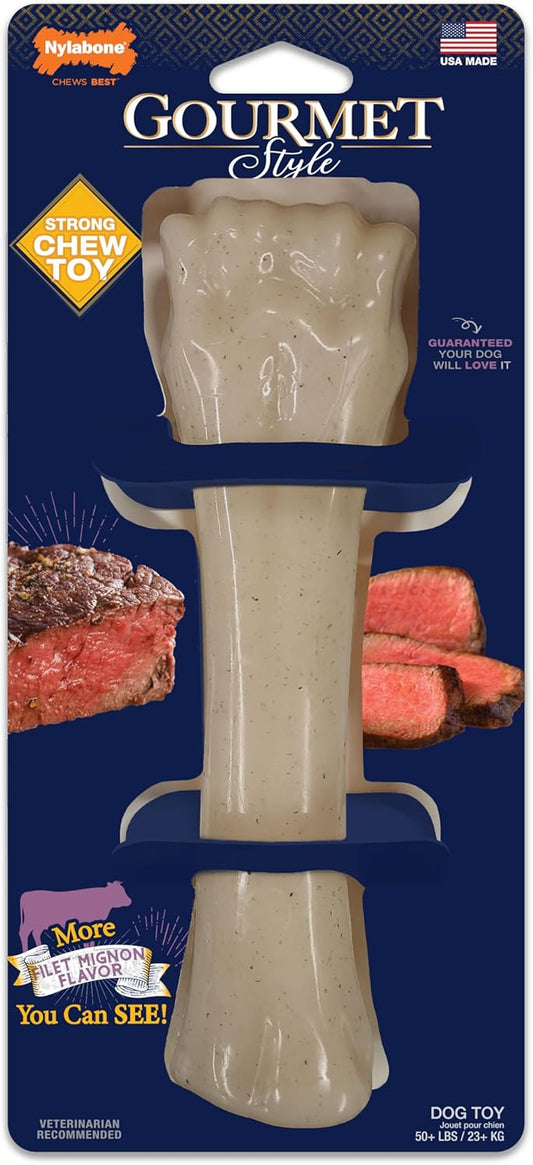 Nylabone Gourmet Style Knuckle Bone Strong Chew Toy for Dogs, Filet Mignon Flavor, X-Large - 50+ lbs, 1 Count