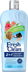 Fresh N Clean - PetAg Fresh ’n Clean 2-N-1 Oatmeal Conditioning Shampoo, Tropical Scent - 18 oz - Moisturizes with Vitamin E & Aloe Vera - Strengthens & Repairs Coats - Soap Free