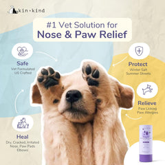kin+kind Organic Dog and Cat Nose and Paw Balm Stick - 1.76oz Shea Butter - Pet Supplies for Puppies and Dogs - Dog Accessories, Dog Supplies, Dog Paw Balm, Dog Nose Balm, Paw Butter Balm for Dogs