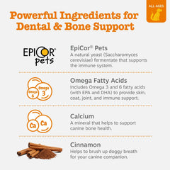 Zesty Paws Dental Bones - Fights Tartar & Plaque - Gum, Teeth & Bone Health - Cinnamon for Dog Breath - Immune, Joint, Gut, Skin & Coat Support - Omega 3 EPA & DHA and Calcium - Medium Dogs - 12 ct…