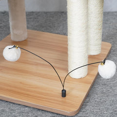 Petpals 44" High 5 Level Minimalist Large Cat Tower with Wooden Condo and Platforms, Natural Sisal Scratching Posts, Playful Toys,for Adult Cats (Beige)