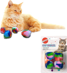 Ethical SPOT Kitty Yarn Puffs Colorful Woolen Yarn Cat Toy Contains Catnip 1.5" Pack of 4 Pet