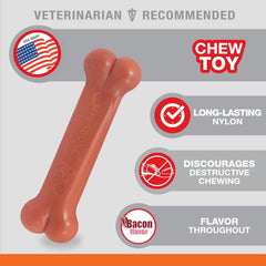 Nylabone Power Chew Classic Bone Chew Toy for Dogs, Durable Dog Toys for Aggressive Chewers, Bacon Flavor