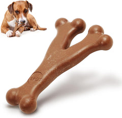 SPOT Bam-Bones Wishbone - Made with Strong Bamboo Fiber, Durable Long Lasting Dog Chew for Light to Moderate Chewers, Great Toy for Adult Dogs & Teething Puppies Under 50lbs, Bacon Flavor