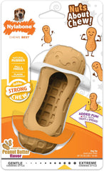 Nylabone Fillable Peanut Strong Chew Treat Toy for Dogs, Cute Rubber Dog Toys for Aggressive Chewers, Peanut Butter Flavored Pouch, Medium - Up to 35 lbs, 1 Count