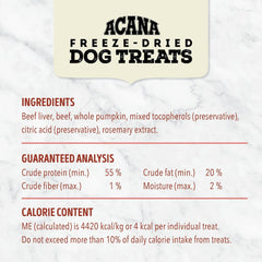 ACANA Singles Freeze Dried Dog Treats, Limited Ingredient Grain Free Beef & Pumpkin Recipe