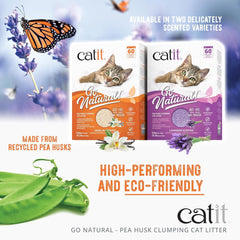 Catit - Go Natural Pea Husk Clumping Cat Litter - Lightweight, Dust Free, Easy Cleaning & Scooping, Flushable Kitty Litter with Odor Control & Subtle Fragrance - 12.3 Lbs, Lavender Scented