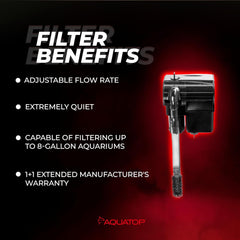 Aquatop Forza Power Filter for Aquariums – for 5-15 Gal Freshwater & Saltwater – Advanced Filtration Design for Crystal Clear Water