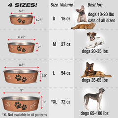 Loving Pets Bella Dog Bowls- Stainless Steel Dog & Cat Bowls - Spill Proof Dog Food Bowl, Cat Bowl, Puppy Essentials & Pet Supplies Great for Home & Travel