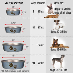 Loving Pets - Bella Bowls - Dog Food Water Bowl No Tip Stainless Steel Pet Bowl No Skid Spill Proof