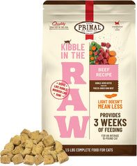 Primal Kibble in The Raw, Freeze Dried Cat Food, Beef, Scoop & Serve, Made with Raw Protein, Whole Ingredient Nutrition, Crafted in The USA, Dry Cat Food, 24 Ounce (1.5 lb) Bag