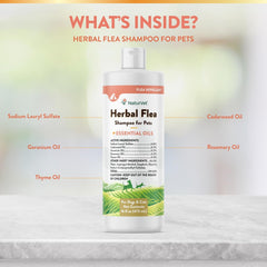NaturVet Herbal Flea Pet Shampoo with Essential Oils – Helps Against Fleas, Insects – Deodorizing Dog Shampoo – Includes Rosemary, Cedarwood, Geranium, White Thyme Oils – 16 Oz.