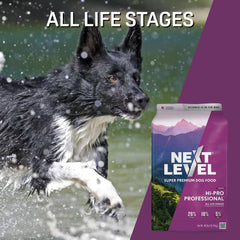 Next Level Super Premium Dog Food – HI-PRO Professional™ – Dry Kibble for Dogs at All Life Stages of All Breeds – 26% Protein with Gluten Free Grains, for High Energy, Active Dogs & Puppies 40 lb