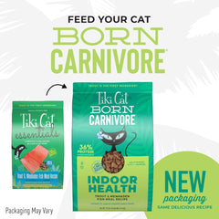 Tiki Cat Born Carnivore Indoor Health, Trout & Menhaden Fish Meal, Grain-Free Baked Kibble to Maximize Nutrients, Dry Cat Food
