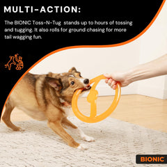 BIONIC Toss-N-Tug Dog Toy - High-Visibility Ultimate Multi-Action Dog Toy