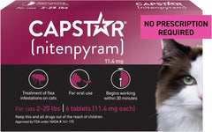 CAPSTAR (nitenpyram) Oral Flea Treatment for Cats, Fast Acting Tablets Start Killing Fleas in 30 Minutes, Cats 2-25 lbs, 6 Doses