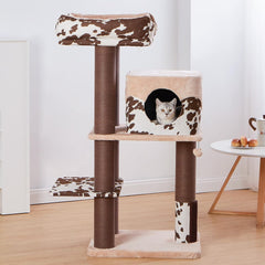 PetPals 50” Grand Maine Coon™ Cat Tree – Cowboy, with Large Condo,Big Top Perch, Extra Durable & Sturdy Large Cat Tower (Brown)