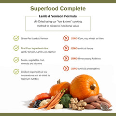 Superfood Complete, Air-Dried Adult Dog Food - High Protein, Zero Fillers, Superfood Nutrition by Katherine Heigl (Lamb & Venison)