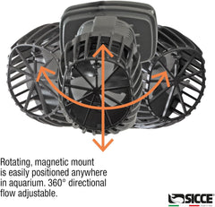 SICCE XSTREAM 5000 Wave Maker Flow Pump 1320 GPH | 360° Adjustable Quiet Submersible Magnetic Powerhead for Saltwater & Freshwater Tanks, Aquarium Water Circulation Pump up to 130 Gallons