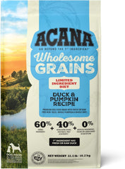 ACANA Wholesome Grains Limited Ingredient Diet Dry Dog Food, Duck & Pumpkin Recipe, Single Protein Duck Dog Food