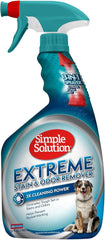 Simple Solution Extreme Pet Stain and Odor Eliminator Spray, Enzymatic Cleaner With 3X Pro-Bacteria Cleaning Power for Dogs & Cats, Strong Urine, Pee and Poop Smell Remover for Carpets & Floors, 32 oz