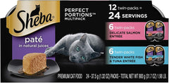 Sheba Perfect Portions Multipack Delicate Salmon and Tender Whitefish & Tuna Entrees Wet Cat Food 2.6-oz(Pack of 12)