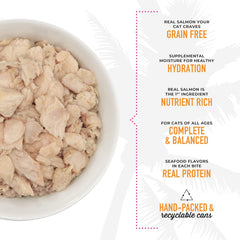 Tiki Cat Luau Shredded Meat, Wild Salmon Recipe in Salmon Consumme, Grain-Free Balanced Nutrition Wet Canned Cat Food, For All Life Stages