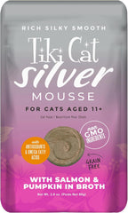 Tiki Cat Silver Mousse, with Salmon & Pumpkin in Broth, Silky Smooth Nutrient Rich Formulated for Older Cats Aged 11+