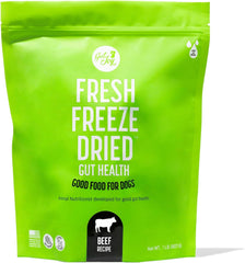 Get Joy Gut Health Fresh Freeze Dried Raw Meal, Beef Recipe, 16 Ounce Bag, Dog Food for Dogs of All Breeds and Life Stages, PhD Animal Nutritionist Formulated, USDA Beef, Made in USA