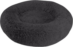 Arlee Donut Round Pet Dog Bed - Memory Foam - Calming Reduce Anxiety - Shaggy Vegan Fur - Assembled USA, Black