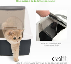 Catit Large Hooded Grey Litter Box with Airsift Filter System
