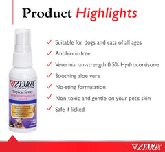 Pet King Brands Zymox Topical Spray W/ .5% Hydrocortisone 2oz Bottle