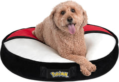 Pokémon Poke Ball Pillow Pet Bed - 30-Inch Pet Bed with Machine Washable Removable Cover and Grip Dots