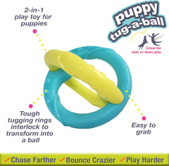 Nylabone Power Play Puppy Tug-a-Ball - Puppy Tug Toy - Interactive Puppy Enrichment Toys - Puppy Must Haves (1 Count)