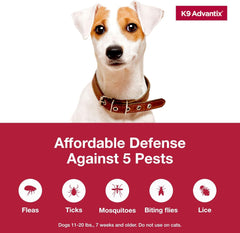 K9 Advantix Flea, Tick & Mosquito Prevention for Dogs | Flea Drops for Small Dogs | Apply Monthly | 2 Treatments