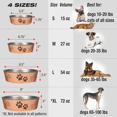 Loving Pets Bella Dog Bowls- Stainless Steel Dog & Cat Bowls - Spill Proof Dog Food Bowl, Cat Bowl, Puppy Essentials & Pet Supplies Great for Home & Travel