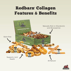 Redbarn Beef Collagen Sticks for Dogs, Long Lasting Collagen Chews for Dogs. Bully Sticks Alternative High Protein Dental Treats w/ Natural Collagen for Dogs Supports Joint, Skin & Coat Health
