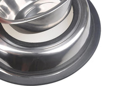 Van Ness Pets Stainless Steel Double Dish Food And Water Bowl For Cats/Small Dogs, Wide No-Tip Base