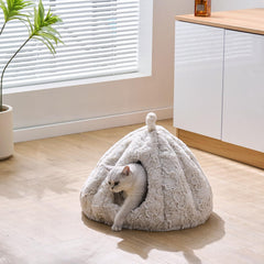 PetPals Cat Bed Made with a Soft Plush Material (Rose Hut)