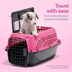 Petmate Dog Crates for Small Dogs & Cat Carriers, Two-Door Plastic Pet Kennel, Top & Front Loading, Made in USA