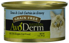 AvoDerm Natural Tuna & Crab Entrée in Gravy - Grain Free Wet Canned Cat Food 24 pk/3 oz