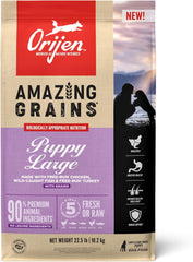 ORIJEN Amazing Grains Puppy Large Dry Dog Food, High Protein Dog Food for Large and Giant Puppy Breeds, Fresh or Raw Ingredients