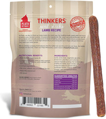 Plato Pet Treats Thinkers - Meat Sticks for Dogs - Limited Ingredient Treats with EPA and DHA to Support Skin, Coat, and Brain - Air-Dried - Lamb