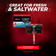 Aquatop Forza Power Filter Surface Skimmer for Aquariums - Adjustable Flow Rate - 40-80 Gallon - Includes Mechanical, Bio-Chemical Filtration