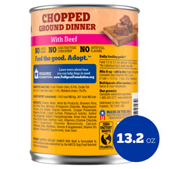 Pedigree Wet Food Pedigree Chopped Ground Dinner With Beef Adult Canned Wet Dog Food 13.2 oz, 1 ea