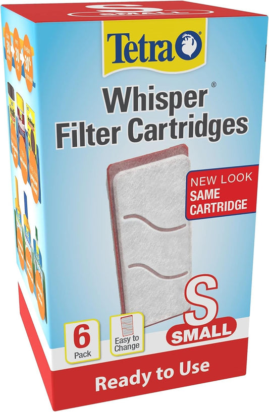 Tetra Filter Aquarium Cartidges, Removes Odors and Discoloration, Ready to Use, Small Whisper Filters, 6 Count