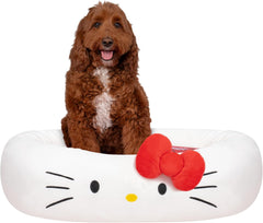 Hello Kitty and Friends Hello Kitty Pet Bed - Pet Bolster Bed with Character Design and Machine Washable Removable Insert