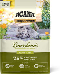 ACANA Highest Protein Grasslands Grain-Free Dry Cat Food, Duck, Free-Run Chicken and Eggs Cat Food Recipe