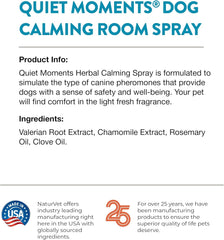 NaturVet Quiet Moments Herbal Calming Room Spray Dog Supplement – Ideal for Cars, Dog Crates, New Environments – Helps Reduce Pet Stress, Storm Anxiety, Motion Sickness – 8 Oz.